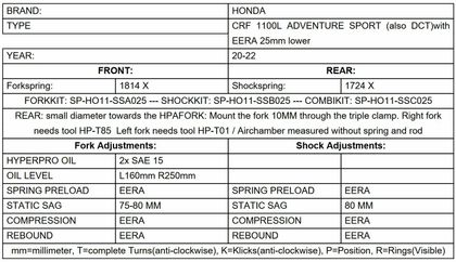 Kit suspension Touratech Avant / arrière - ressorts de rechange (-25 mm) - avec EERA - Noir