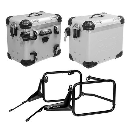 Valise Touratech Kit complet ZEGA Evo 45/45 - Support noir inclus - Anodisé gris