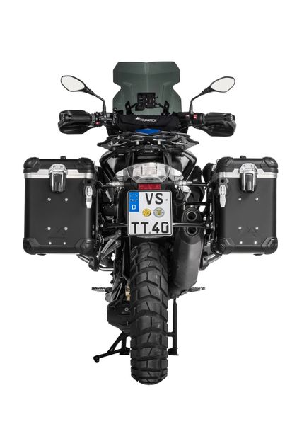 Valise Touratech Kit complet ZEGA Evo 38/45 - Support noir inclus - Anodisé noir Ref : TRT00367A / 01-045-6887-0 