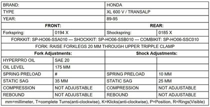 Kit suspension Touratech Avant/arrière - Kit Ressorts progressifs - HyperPro - Noir