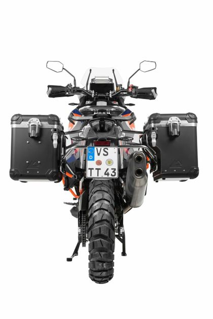 Valise Touratech ZEGA Evo X Avec déport 45/45 - Support gris inclus - Anodisé gris