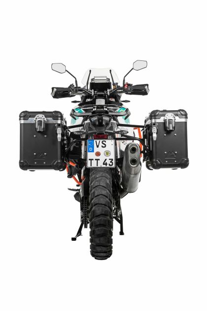 Valise Touratech Kit complet ZEGA Evo 38/45 - Support gris inclus - Anodisé noir
