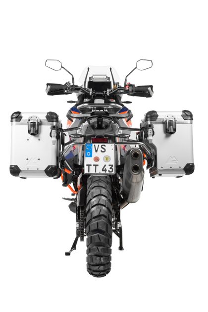 Valise Touratech ZEGA Evo X Avec déport 45/45 - Support noir inclus - Anodisé gris Ref : TRT00518A / 01-373-6876-0 