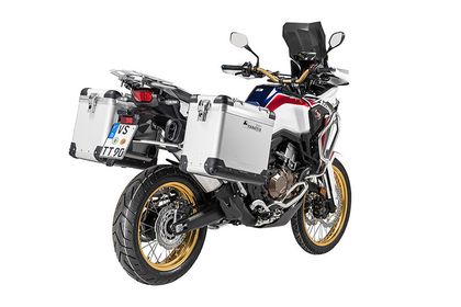 Touratech ZEGA Pro 38/45 - Inclusieve grijze steun - Grijs geanodiseerd Zijkoffer Ref: TRT00564A / 01-402-6736-0 