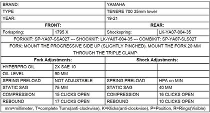 Kit suspension Touratech Avant / Arrière - WTE EXTREME (-35 mm) (ressort) - Blanc