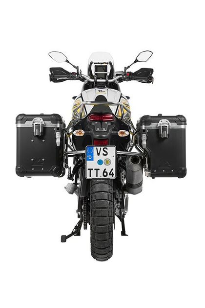 Valise Touratech ZEGA Evo X Avec déport 45/45 - Support gris inclus - Anodisé noir Ref : TRT00737A / 01-632-6827-0 