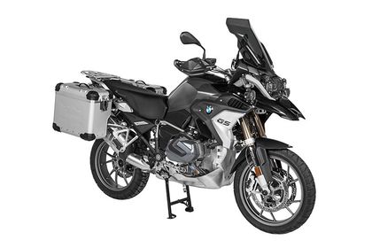 Touratech ZEGA Evo X Met offset 38/38 - Inclus grijze steun - Geanodiseerd grijs Zijkoffer