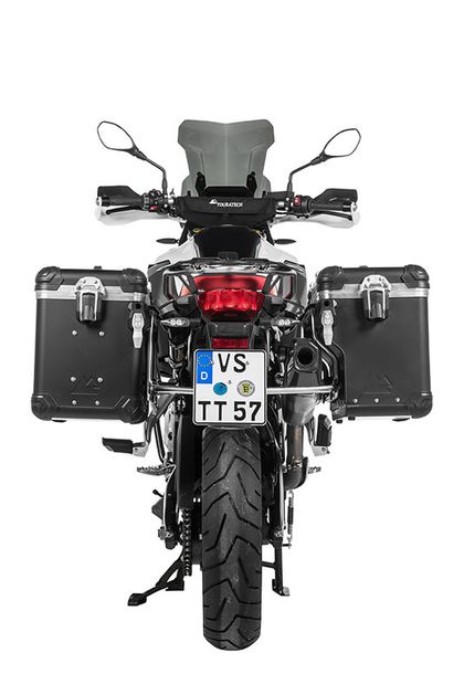 Touratech ZEGA Evo X mit Offset 45/45 - Grauer Halter inklusive - Schwarz eloxiert Seitenkoffer Ref : TRT00977A / 01-082-6827-0 