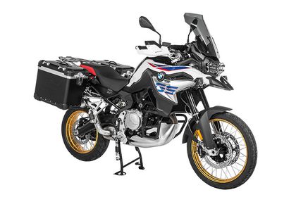 Touratech ZEGA Evo X mit Offset 45/45 - Grauer Halter inklusive - Schwarz eloxiert Seitenkoffer