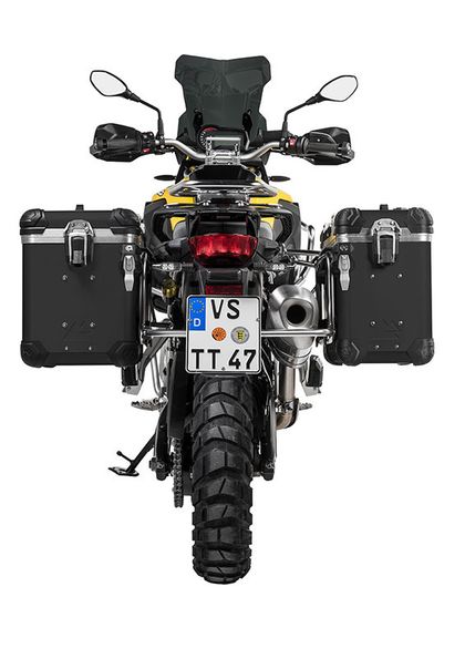 Valise Touratech Kit complet ZEGA Evo 38/45 - Support gris inclus - Anodisé noir Ref : TRT00978A / 01-082-6837-0 
