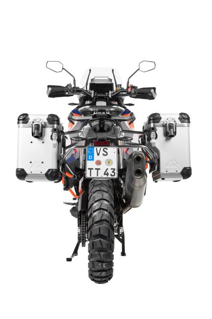 Valise Touratech ZEGA Evo X Avec déport 38/38 - Support gris inclus - Anodisé gris Ref : TRT01031A / 01-373-6816-0 