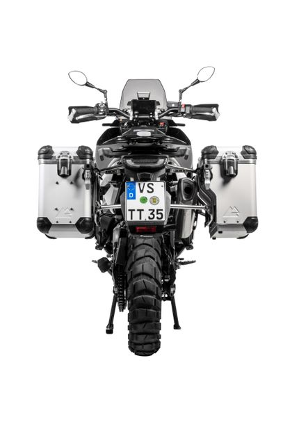 Valise Touratech ZEGA Evo X Avec déport 38/38 - Support gris inclus - Anodisé gris Ref : TRT01152A / 01-414-6816-0 
