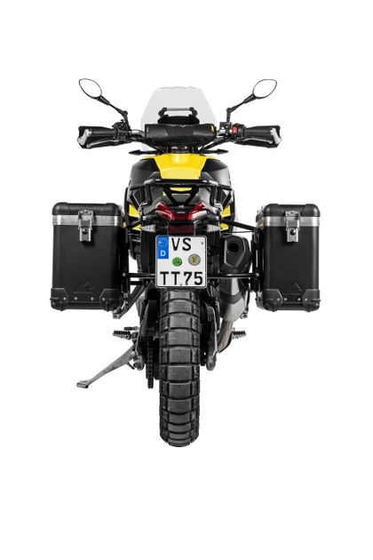 Valise Touratech ZEGA Pro 31/38 - Support noir inclus - Anodisé noir Ref : TRT01157A / 01-415-5782-0 APRILIA 660 TUAREG 660 - 2021 - 2026