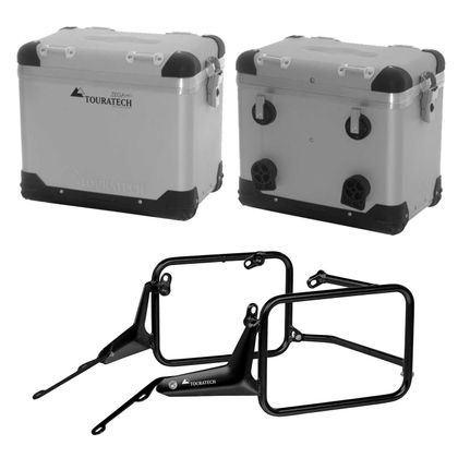 Valise Touratech Kit complet ZEGA Pro 45/45 - Support noir inclus - Anodisé gris Ref : TRT01270A / 01-035-5771-0 BMW 1300 R 1300 GS - 2023 - 2026