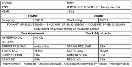 Kit suspension Touratech Avant/arrière - Kit Ressorts progressifs (Pour modèle avec rabaissement d'usine) - Noir