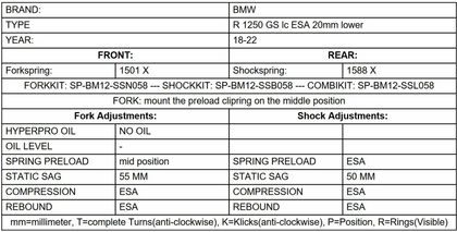 Kit suspension Touratech Avant / arrière pour rabaissement (-20 mm) - Noir