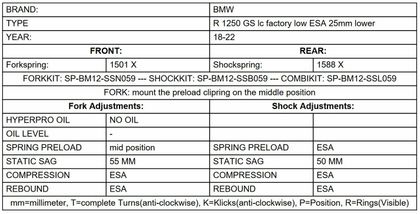 Touratech -25 mm for factory lowered motorcycle - Black Shock absorber spring