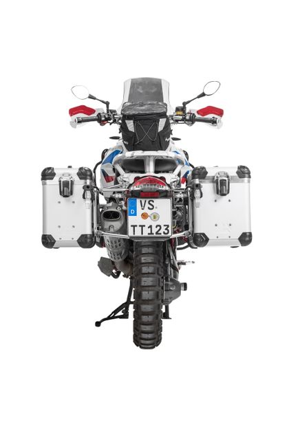 Valise Touratech Kit complet ZEGA Evo 38/45 - Support gris inclus - Anodisé gris Ref : TRT01390A / 01-044-6836-0 