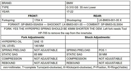 Touratech Before + shock absorber link for lowering (-35 mm) - Black Suspension kit