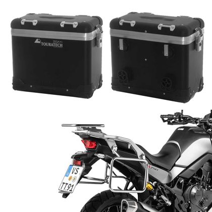 Valise Touratech ZEGA Pro 38/38 - Support gris inclus - Anodisé noir Ref : TRT01693A / 01-401-5712-0 
