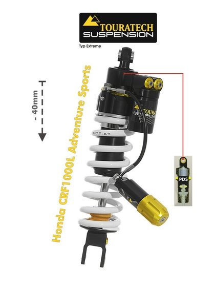 Touratech EXTREME (-40 mm) - Blanc Shock absorber Ref : TRT01726A / 01-402-5864-0 