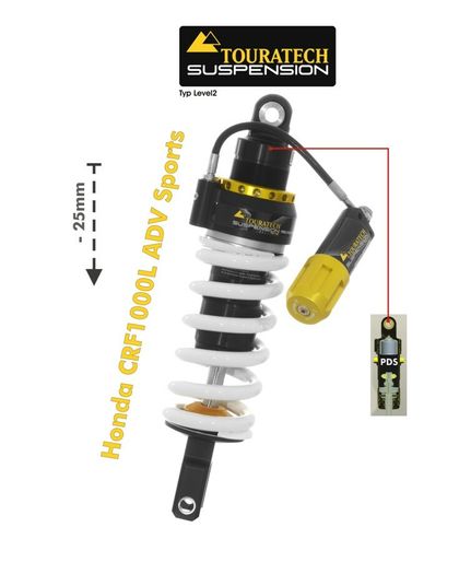 Touratech Level 2 (-25 mm) - White Shock absorber Ref : TRT01727A / 01-402-5867-0 