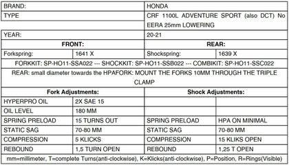 Touratech Avant / arrière - ressorts de rechange (-25 mm) - sans EERA - Noir Suspension kit
