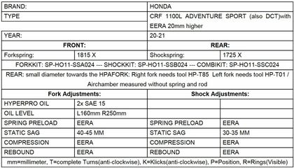 Touratech Avant/arrière - Ressorts progressifs - Charge lourde (+20 mm) - EERA - Noir Suspension kit