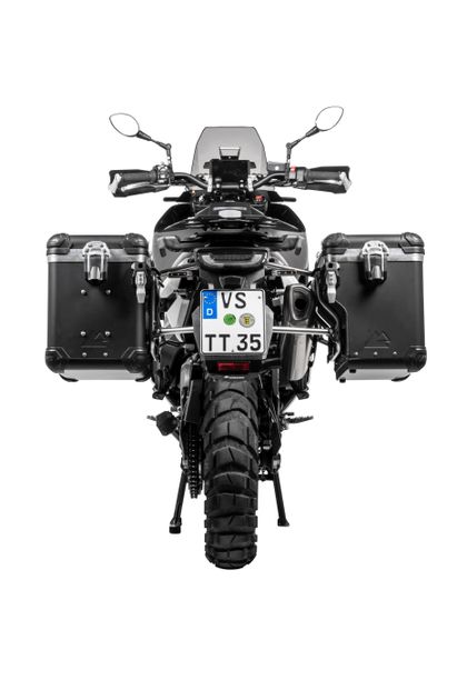 Touratech ZEGA Evo X Avec déport 45/45 - Support gris inclus - Anodisé noir Side case Ref : TRT01857A / 01-414-6827-0 