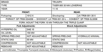 Touratech Avant / arrière - ressorts de rechange (-30 mm) - Noir Suspension kit