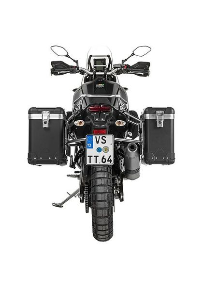 Touratech ZEGA Pro 31/38 - Support gris inclus - Anodisé noir Zijkoffer Ref: TRT01945A / 01-632-5732-0 