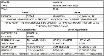 Touratech Progressive (-35 mm) - Black Fork springs