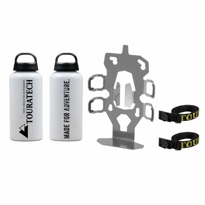 Kit de fixation Bagagerie Touratech ZEGA Evo Support accessoires porte bidon double deux gourdes - Argent Universel Ref : TRT02056A / 01-050-3417-0 