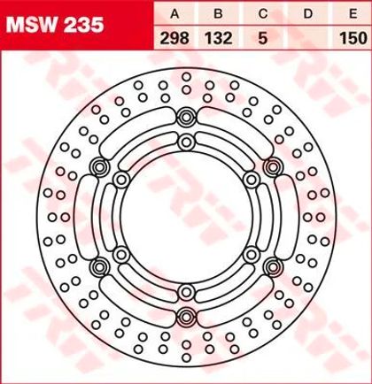Trw 17100945 Round brake disc Ref : TRW00335A / 17100945 