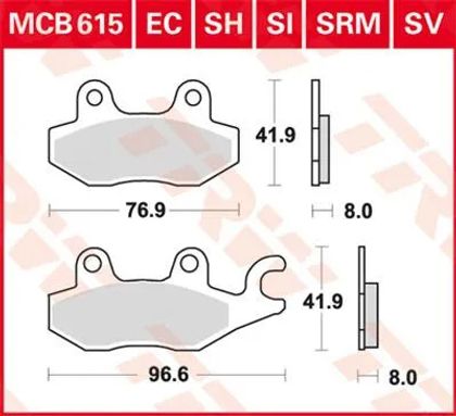 Plaquettes de freins Trw Métal Fritté