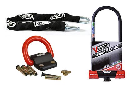 Antivol Vector Kit U SuperMax L2 Ø16mm + Chaîne Ø13mm / 1,3m + Fixation Ø22mm Universel