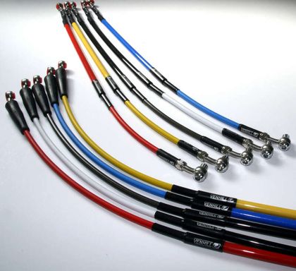 Venhill Front Black/Stainless Steel Banjo Fitting Brake hose kit