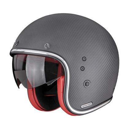 Casque jet Scorpion Exo BELFAST II CARBON - SOLID MAT - Noir / Rouge