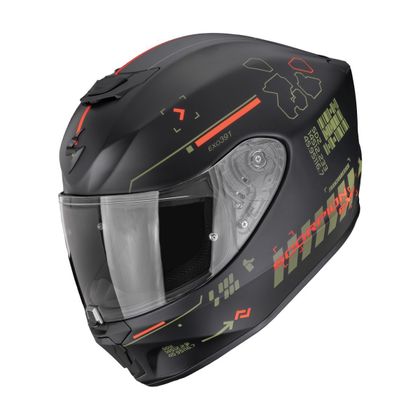 Casque intégral Scorpion Exo EXO-391 - IRON MAT - Noir / Rouge Ref : SC1354 