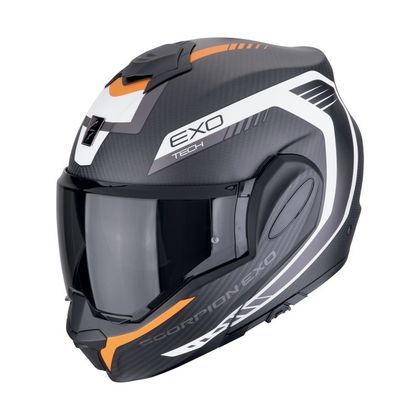 Casque modulable Scorpion Exo EXO-TECH EVO CARBON - COSY - Noir / Orange
