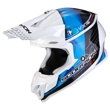 Casco de motocross Scorpion Exo VX-16 AIR - GEM - WHITE BLUE 2022 Ref : SC0870 
