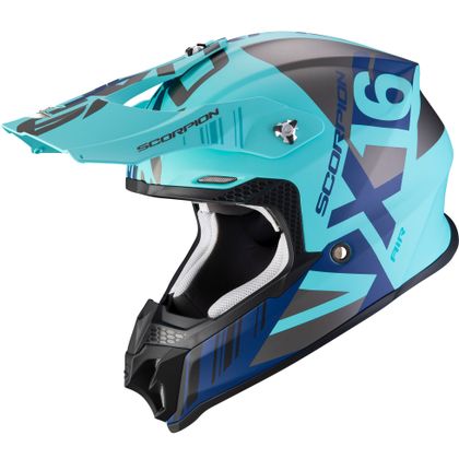 Casco de motocross Scorpion Exo VX-16 AIR - MACH - MATT BLUE SILVER 2021