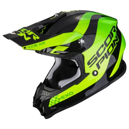 Casco de motocross Scorpion Exo VX-16 AIR - SOUL - BLACK GREEN 2022 Ref : SC0873 