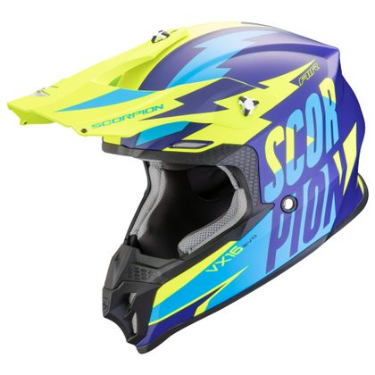 Casco de motocross Scorpion Exo VX-16 EVO AIR - SLANTER 2024 - Azul / Amarillo
