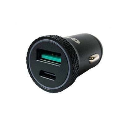 Adaptador de mechero Tecno globe USB Y USB-C universal - Negro