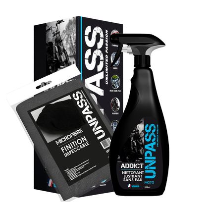 Produit de lavage Unpass Addict sans eau 500ml + Microfibre + Etui/Fourreau Universel
