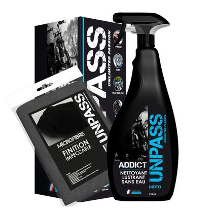 Produit de lavage Unpass Addict sans eau 750ml + Microfibre + Etui/Fourreau Universel