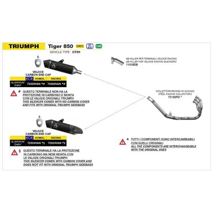 Arrow VELOCE ALU DARK Racing Geluiddemper - Grijs / Zwart