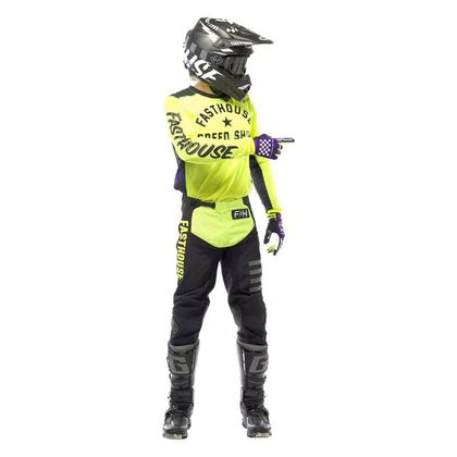 Camiseta de motocross FASTHOUSE ORIGINALS AIR COOLED HIGH VIZ/BLACK 2022 - Negro / Amarillo