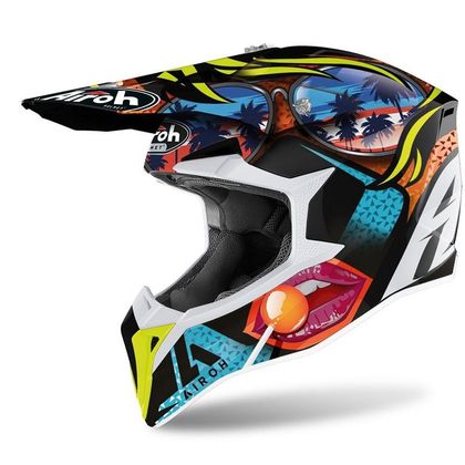 Casco de motocross Airoh WRAAP - LOLLIPOP - GLOSS 2023 - Multicolor Ref : AR1181 